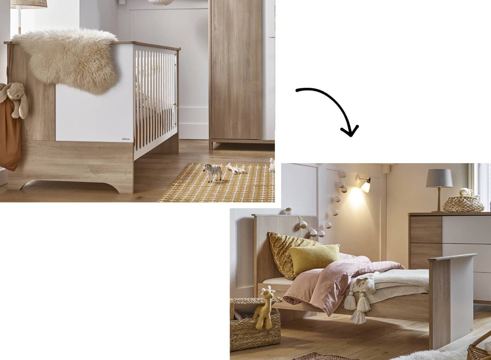 Lit bébé évolutif 70x140 SALTO : un lit bébé en bois design