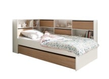 Lit gigogne rangement 90x190 MANLY - Blanc/Chêne - 7