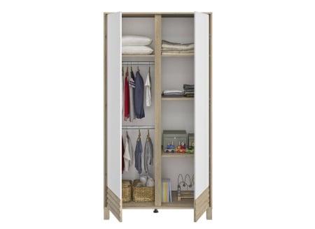 Armoire 2 portes NINO Chêne/Blanc - 2