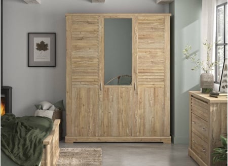 Armoire 3 portes  BALYSS Châtaignier blanchi - 1