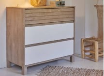 Commode 3 tiroirs NINO Chêne/Blanc - 1
