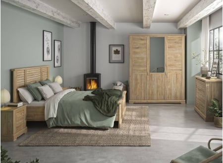 Armoire 3 portes  BALYSS Châtaignier blanchi - 2