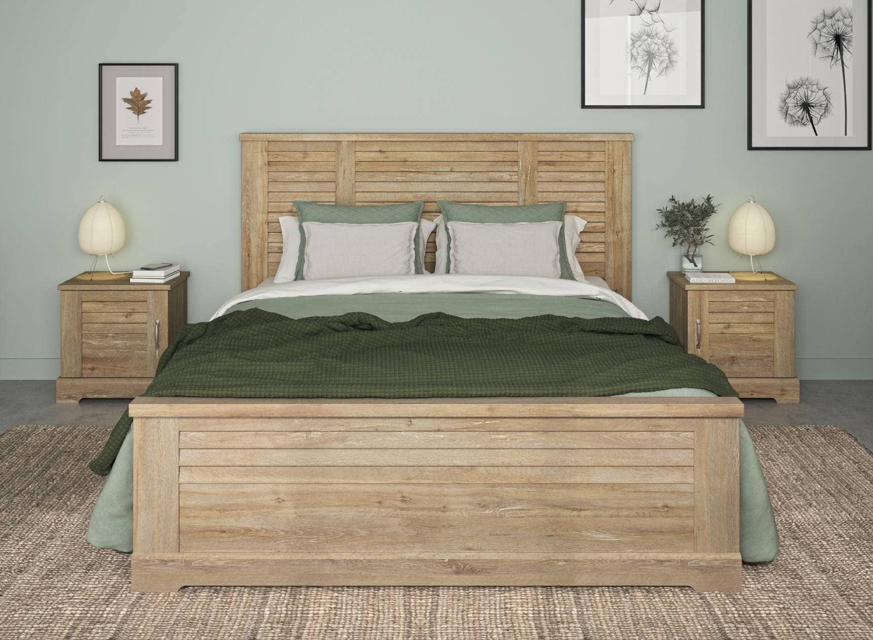 Lit double 140x200 BALYSS - Châtaignier blanchi