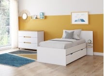 Lit gigogne 90x200 ALBI Blanc/Chêne - 3