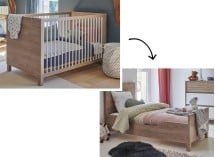 Lit bébé NINO Chêne/Blanc - Evolution