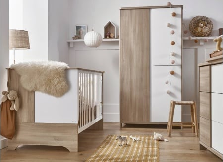 Lit bébé évolutif SALTO Blanc/Chêne - 1