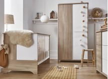 Lit bébé évolutif SALTO Blanc/Chêne - 1