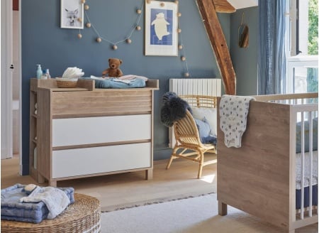 Commode 3 tiroirs NINO Chêne/Blanc - 2