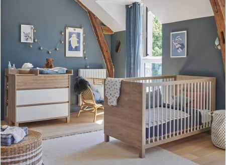 Chambre bébé duo NINO - Chêne/Blanc