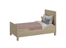 Lit évolué NINO Chêne/Blanc sur fond blanc