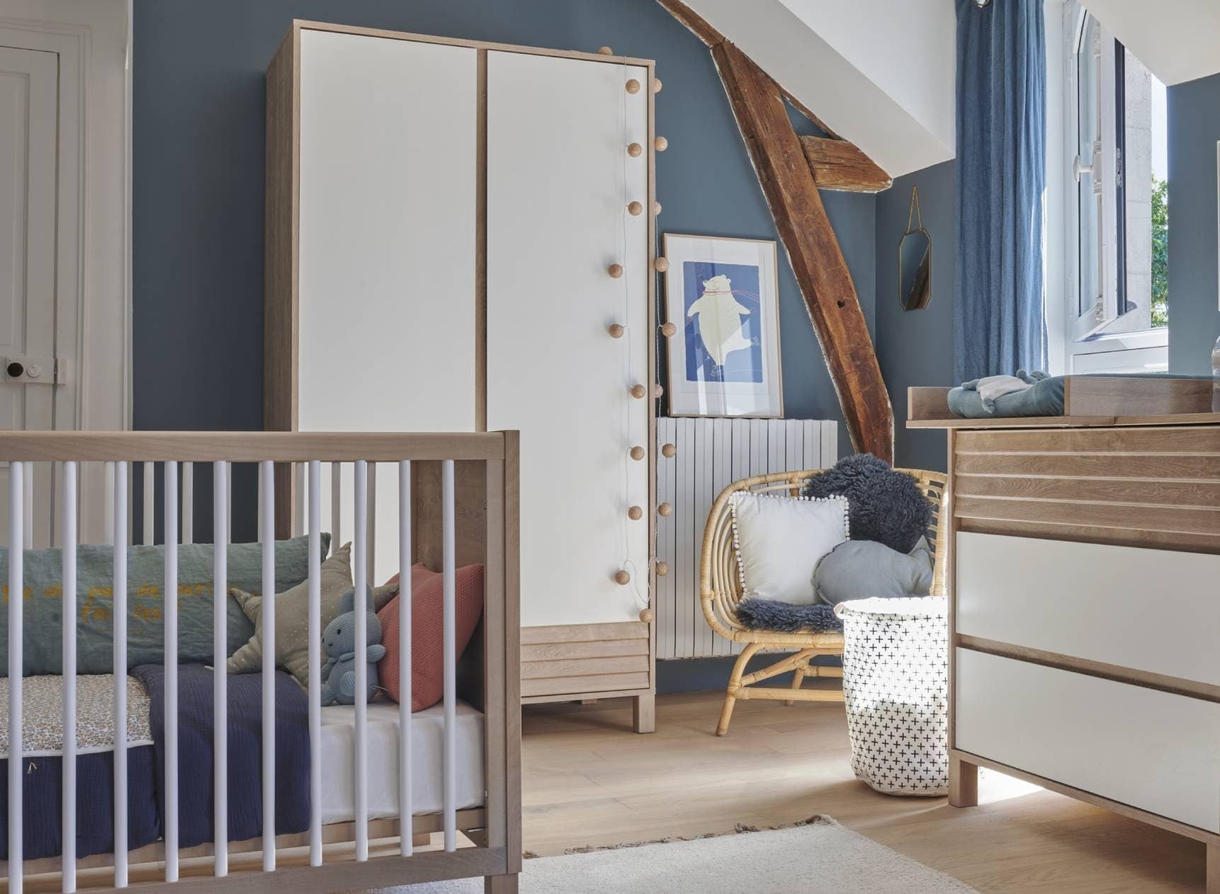 Chambre bébé complète NINO - Chêne/Blanc