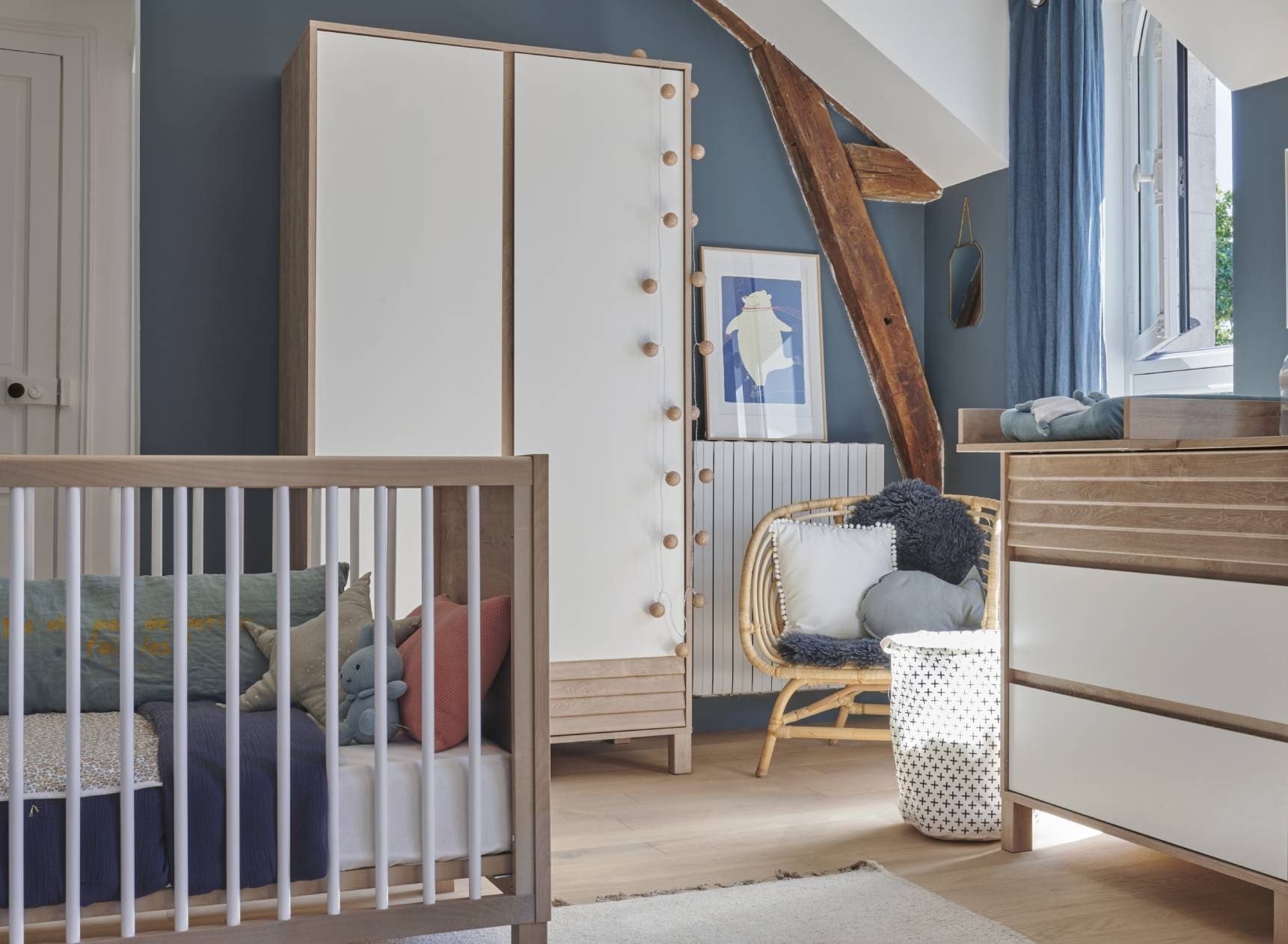 Chambre bébé complète NINO - Chêne/Blanc