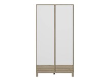Armoire 2 portes NINO Chêne/Blanc sur fond blanc