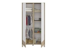Armoire 2 portes NINO Chêne/Blanc sur fond blanc - 2