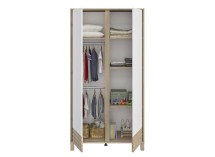 Armoire 2 portes NINO Chêne/Blanc sur fond blanc - 2