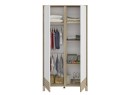 Armoire 2 portes NINO Chêne/Blanc sur fond blanc - 2
