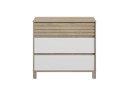 Commode 3 tiroirs NINO Chêne/Blanc sur fond blanc