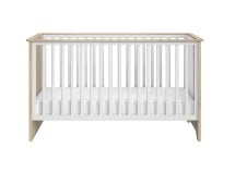 Lit bébé SALTO Blanc/Chêne sur fond blanc