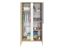 Armoire 3 portes SALTO Blanc/Chêne sur fond blanc