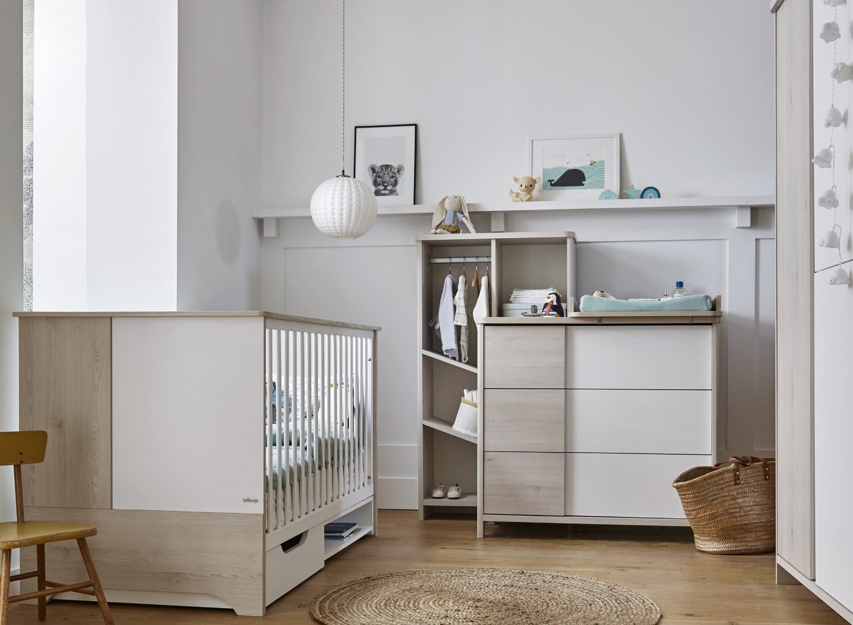 Chambre bébé complète Mel, lit, commode et armoire Mixte