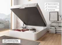 Lit coffre 140 x 200 cm BASTIA Blanc - Ouvert