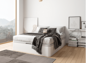 Letto contenitore 140x200 in legno BASTIA - Bianco