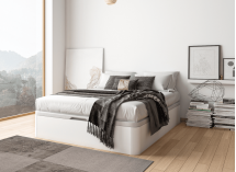 Lit coffre 140 x 200 cm BASTIA Blanc - Fermé