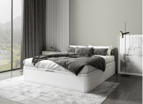 Lit coffre 160x200 en bois BASTIA - Blanc