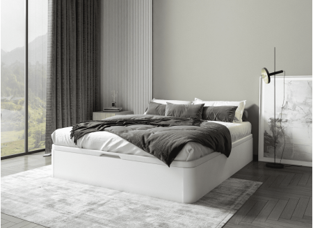 Lit coffre 160 x 200 cm BASTIA Blanc - Fermé