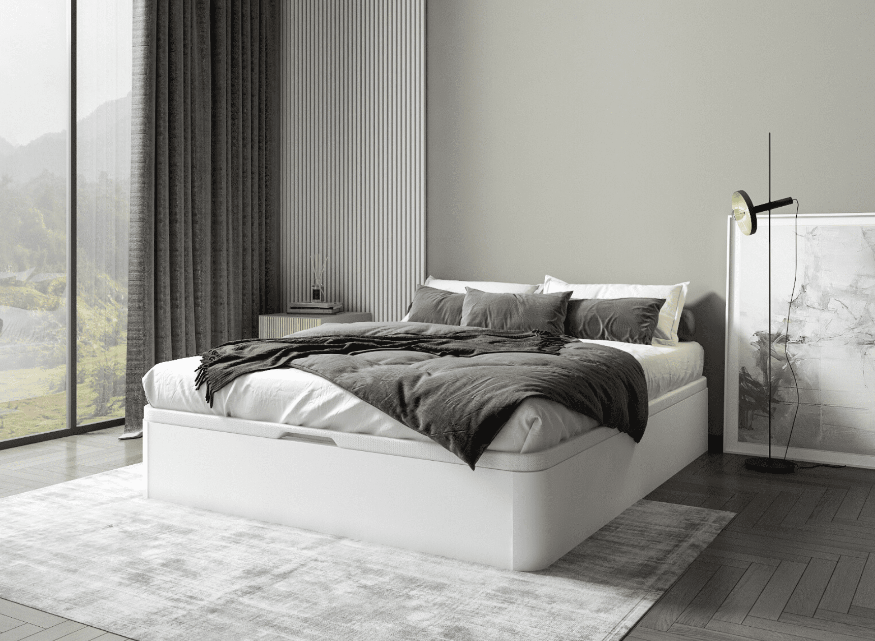 Lit coffre 160 x 200 cm BASTIA Blanc - Fermé