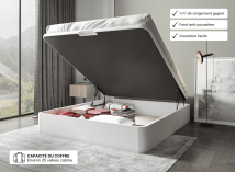 Lit coffre 160 x 200 cm BASTIA Blanc - Ouvert
