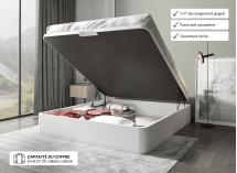 Lit coffre 160 x 200 cm BASTIA Blanc - Ouvert