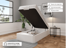 Lit coffre 90 x 200 cm BASTIA Blanc - Ouvert