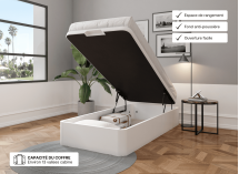 Lit coffre 90 x 200 cm BASTIA Blanc - Ouvert