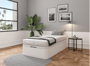 Lit coffre 90x200 en bois BASTIA - Blanc