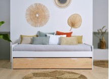 Lit gigogne banquette 90x190 Pin massif HOYA  Blanc - 3
