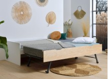 Lit gigogne banquette 90x190 Pin massif HOYA  Blanc - 2