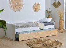 Lit gigogne banquette 90x190 Pin massif HOYA  Blanc - 4