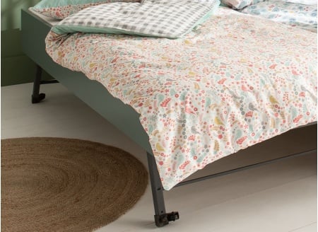 Lit gigogne avec rangement 90x190 MANLY Blanc/Vert - 2