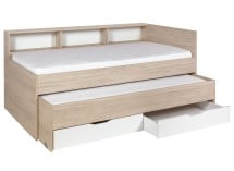 Lit gigogne avec rangement 90x200 OSLO Bois/Blanc - 5