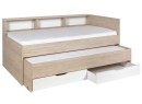 Lit gigogne avec rangement 90x200 OSLO Bois/Blanc - 5