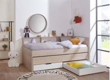 Lit gigogne avec rangement 90x200 OSLO Bois/Blanc - 4