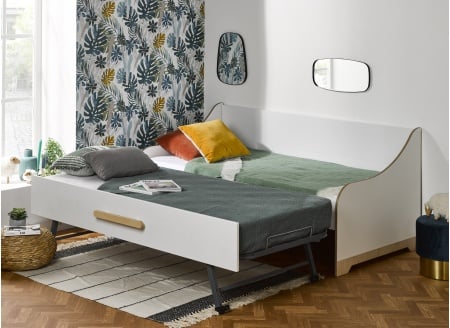 Lit gigogne 90x190 EDEN Blanc - Déplié