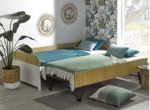 Lit gigogne banquette 90x190 MANLY Blanc/Chêne - 2