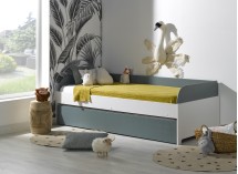 Lit gigogne banquette 90x190 MANLY Blanc/Vert  -1