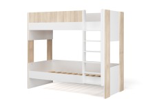 Lit superposé 3 places 90x190 BONDI - Blanc/Bois - 3