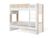 Lit superposé 3 places 90x190 BONDI - Blanc/Bois - 3