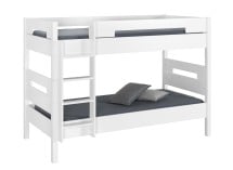 Lit superposé 90x190 ANGEL blanc + 2 matelas  -fond blanc