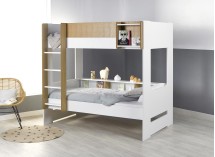 Lit superposé avec rangement 90x190 MANLY  - Chêne 2