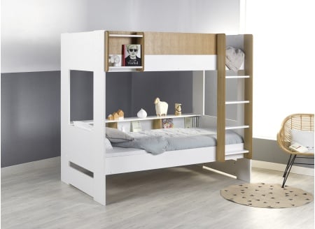 Lit superposé avec rangement 90x190 MANLY  - Chêne 1